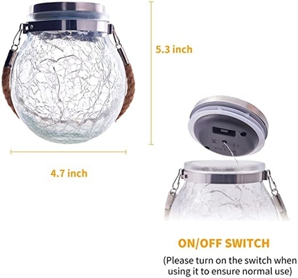 le jardin 3.7V accrochant des 7 couleurs extérieures légères solaires a fendu la boule en verre