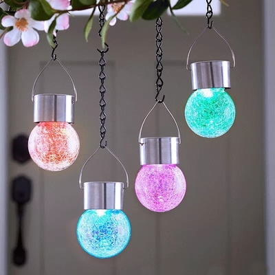 Lumière imperméable solaire de boule de lumière criquée décorative extérieure de boule en verre avec la poignée
