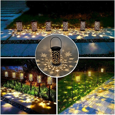 Lanternes solaires de cavité de fer pour la rétro décoration légère IP66 de chemin de terrasse de lune extérieure d'étoile