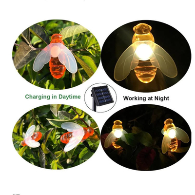 Quirlandes électriques solaires actionnées solaires extérieures d'abeille de lumières de ficelle de LED 5M/9M