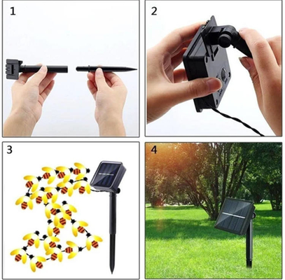 Quirlandes électriques solaires actionnées solaires extérieures d'abeille de lumières de ficelle de LED 5M/9M