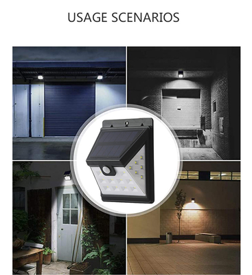 ABS actionné solaire 3.7V de la lumière 22 LED de mur du capteur de mouvement intelligent LED