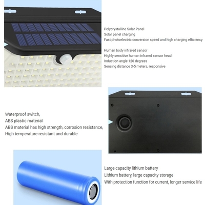 Les lumières actionnées solaires IP65 de mur extérieur de rue à la maison imperméabilisent 102led 5.5V/0.88W