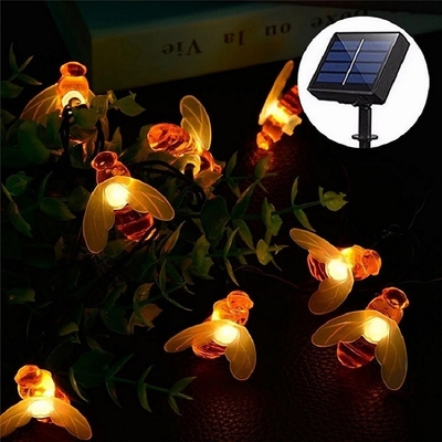 Blanc chaud imperméable extérieur de 20LED Honey Bee Solar String Lights pour des décorations de jardin