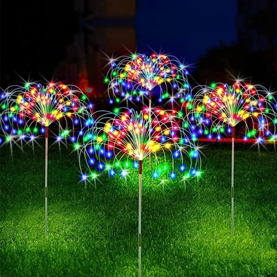 lumières extérieures de chemin de pelouse de décorations de quirlandes électriques de jardin LED de feux d'artifice solaires de 1.2V