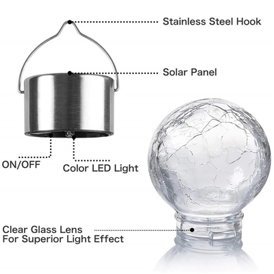 Lustre imperméable de boule en verre de décoration de lumière solaire du craquement IP65