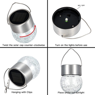 Lustre imperméable de boule en verre de décoration de lumière solaire du craquement IP65