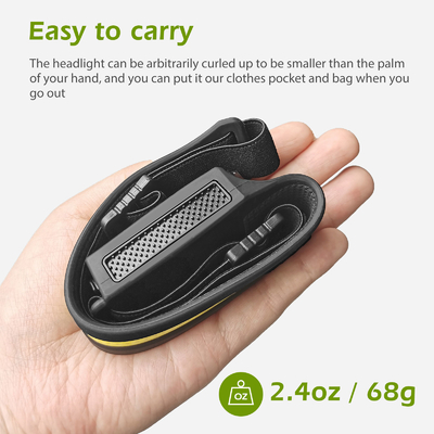 Lampe frontale à induction COB LED Lampe frontale avec lampe de poche à batterie intégrée Modes d'éclairage de la lampe frontale rechargeable USB